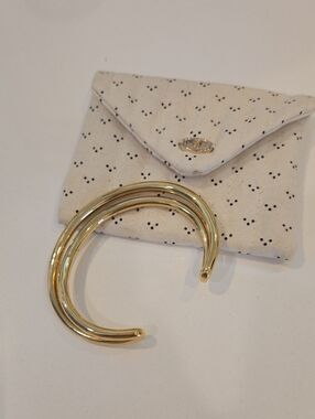 Sezane Gold Color Open Cuff Bracelet, French Chic, Quiet Lux, VGUC, Paris